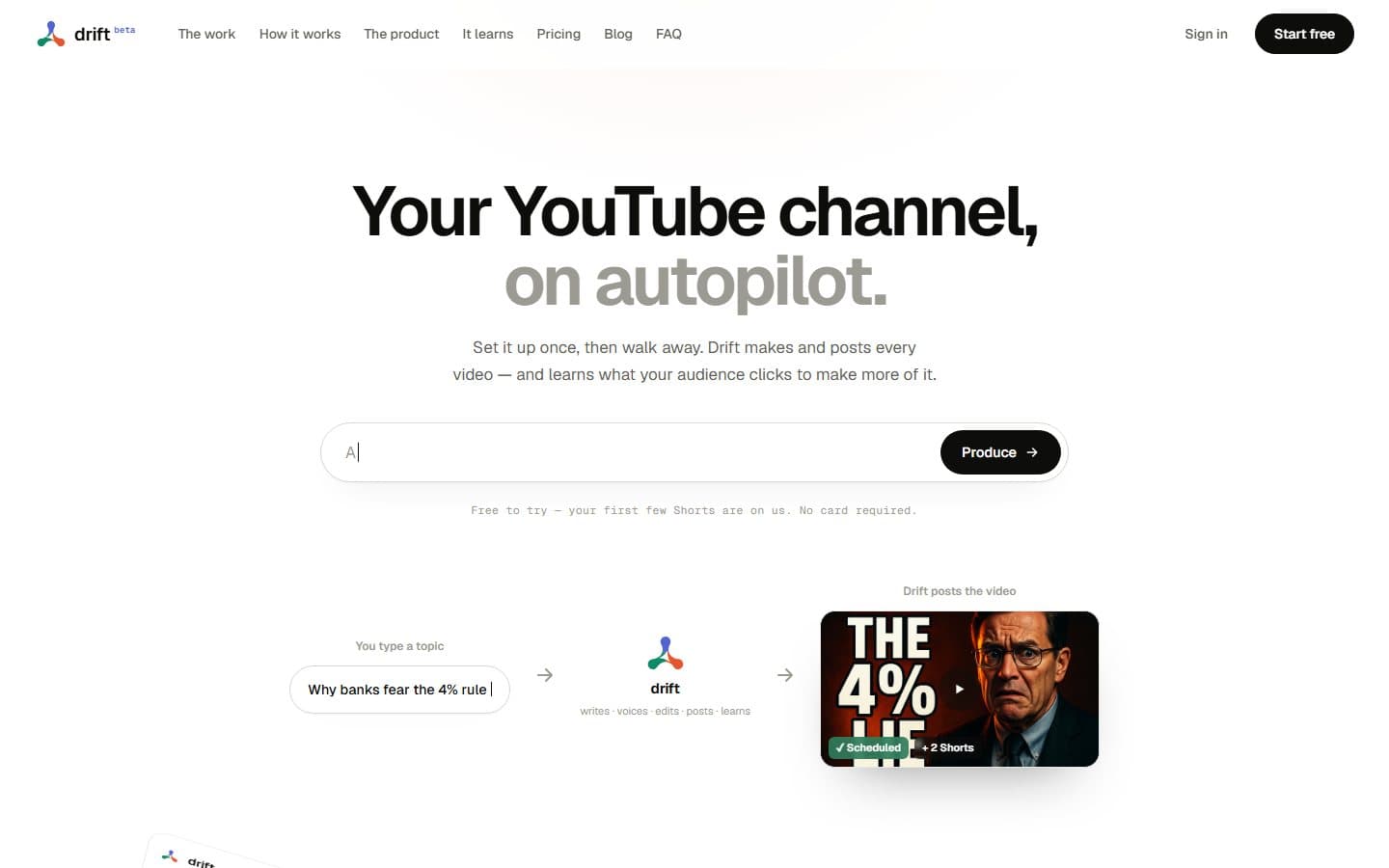 Drift homepage on desktop